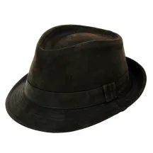 Leather Trilby Hat - Buy small brim leather hat-Aussie Apparel-Traclet-Brown Reference: 7398 | Traclet Hat Shop