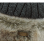 Gray Cable Faux Fur Beanie-Hat - Barts