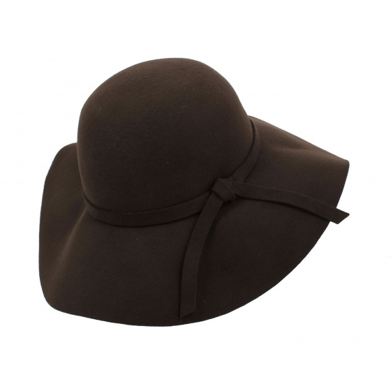 Alysa Brown Wool Felt Wide-Brimmed Hat - Flechet
