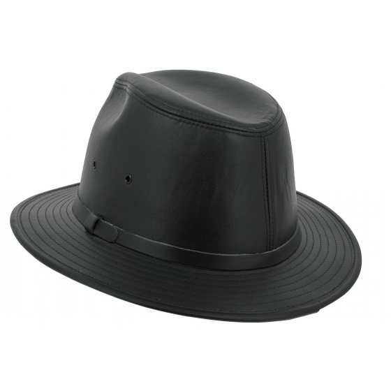Black Smooth Traveler Hat Leather Black - Henschel Black Smooth Traveler Hat Leather Black - Henschel