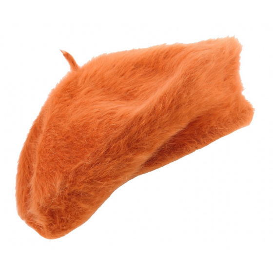 Orange Angora Beret Aurillac - Heritage by Laulhère Orange Angora Beret Aurillac - Heritage by Laulhère