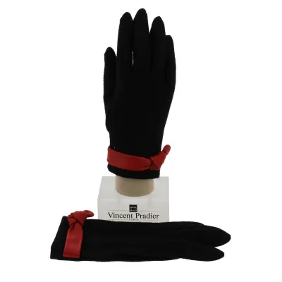 Gants Femme Laine & Cuir Noir - Vincent Pradier Reference : 563 | Chapellerie Traclet