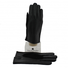 Sheepskin & Suede Black Leather Glove for Men - Vincent Pradier