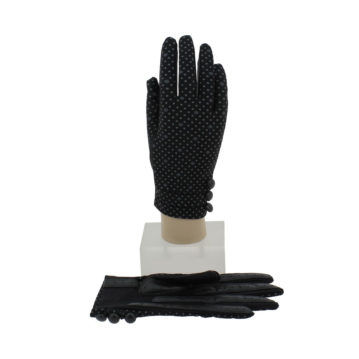 Gants Tactiles Femme Imprimé à Pois - Noir - Isotoner Reference