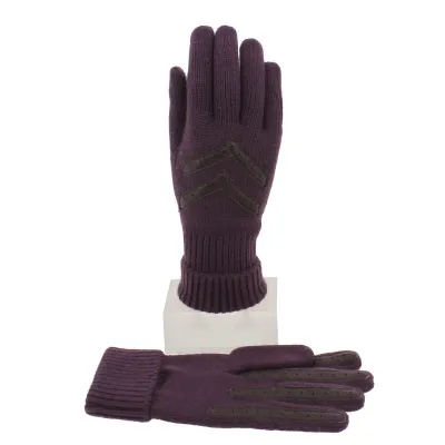 Gants Femme Acrylique Violet & Marron - Isotoner Reference : 5029 | Chapellerie Traclet