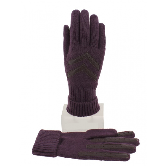 Women's Purple & Brown Acrylic Gloves - Isotoner