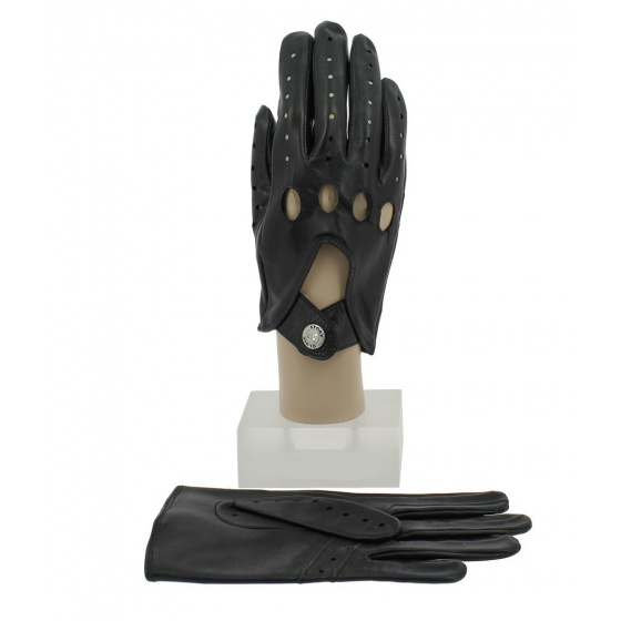 Black Lambskin Leather Driving Gloves - Glove Story
