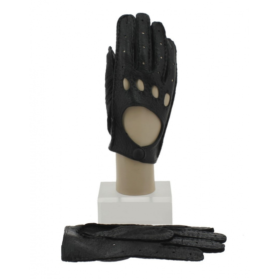 Black Peccary Leather Driving Gloves - Roeckl