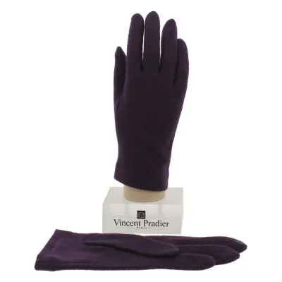 Women's Touchscreen Wool & Nylon Gloves Purple - Vincent Pradier Reference: 7480 | Chapellerie Traclet