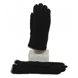Men's Carpincho Leather & Cashmere Gloves Black - Picaros