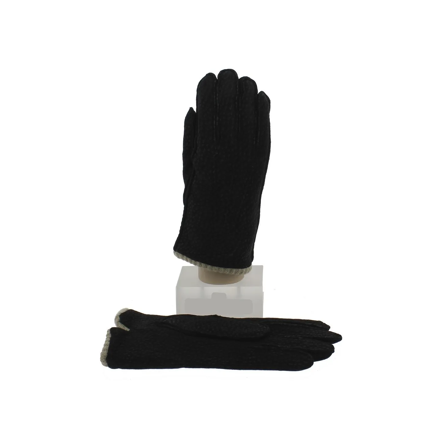 Gants Homme Cuir Carpincho & Cachemire Noir - Picaros Reference : 5556 | Chapellerie Traclet