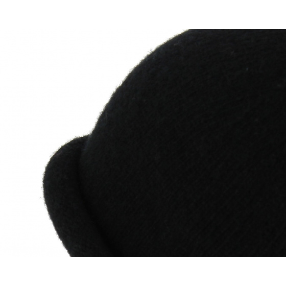 Black Wool Reefer Cuff Sailor Beanie Traclet