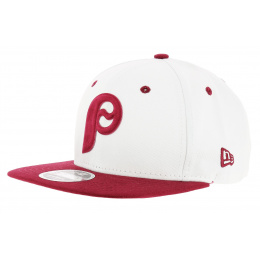 New Era - Red & White Cotton FLock Logo Snapback Cap