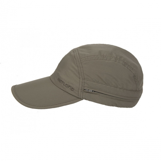 Janou UPF50+ cap with neck cover khaki - Hatland