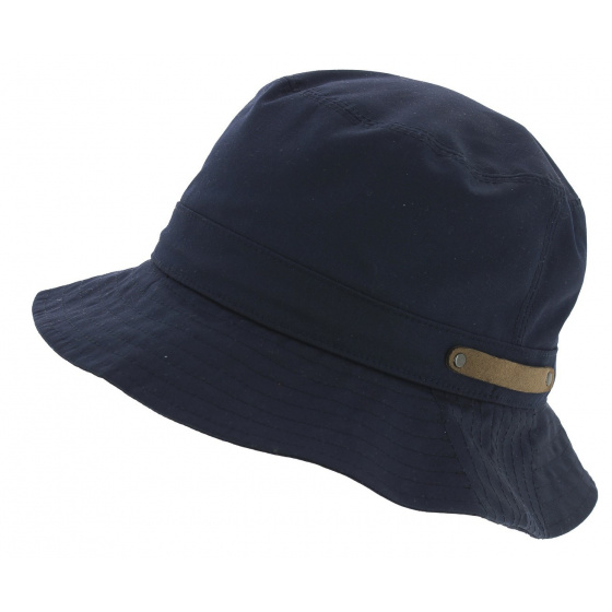Waterproof Cotton Bohpal Bucket Hat in Navy - Seeberger Waterproof Cotton Bohpal Bucket Hat in Navy - Seeberger