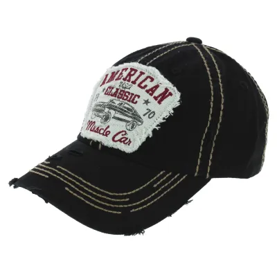 Casquette Strapback American Classic Coton Noir - Kbthos Reference : 5211 | Chapellerie Traclet