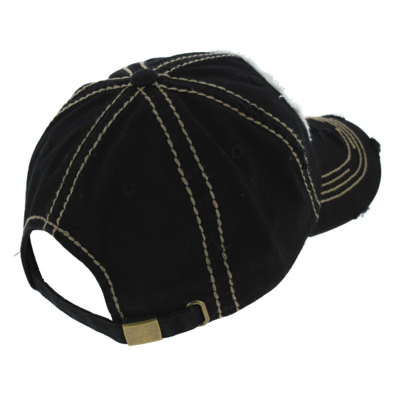 Black Cotton American Classic Strapback Cap - Kbthos