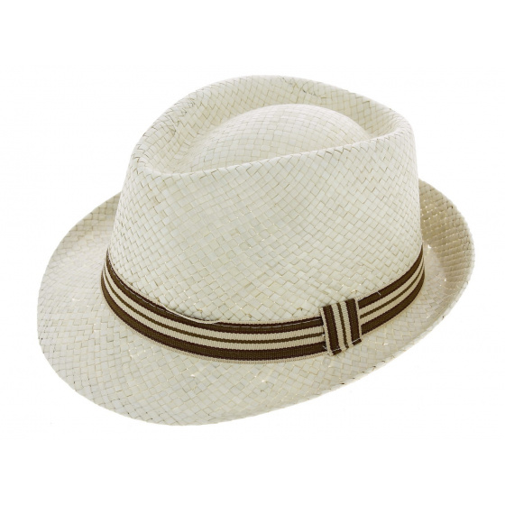 Cream Tuscany Natural Straw Trilby Hat - Traclet