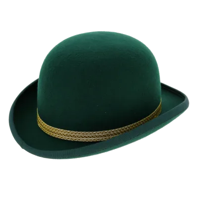 Chapeau Melon Feutre Laine Passementerie Vert - Traclet