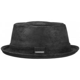 Pork Pie Hat Portland Leather BLACK -STETSON