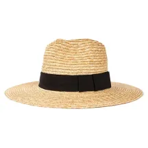 Chapeau Traveller Larges Bords Joanna Paille Naturelle Noir - Brixton Reference : 1015 | Chapellerie Traclet