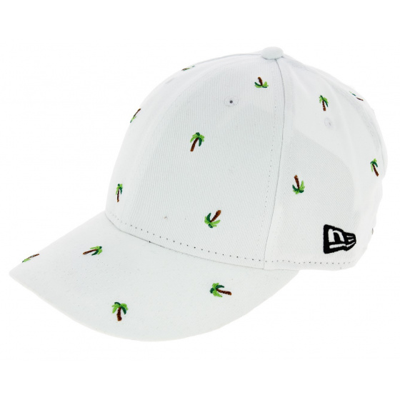 White Cotton Palmtree Fitted Baseball Cap - New Era