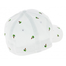 White Cotton Palmtree Fitted Baseball Cap - New Era