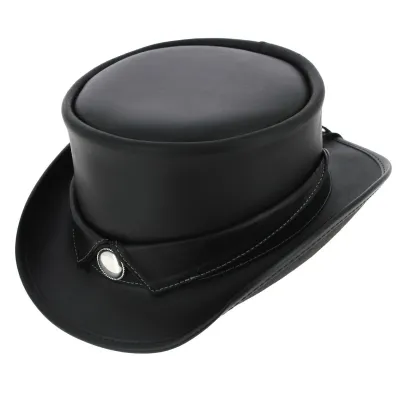 Black Leather Marlow Half Top Hat - Head'N Home Reference: 3585 | Traclet Hatters