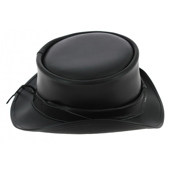 Black Leather Marlow Half Top Hat - Head'N Home