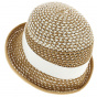 Luna Cloche Hat Viscose Beige & White - Anna Rizzo