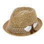 Beige & White Two-Tone Claro Pork Pie Hat - Marone