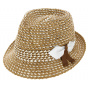 Beige & White Two-Tone Claro Pork Pie Hat - Marone