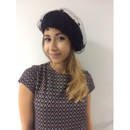 Black veiled beret