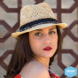 Castaway Raffia Straw Trilby Hat Natural/Black - Rigon Headwear