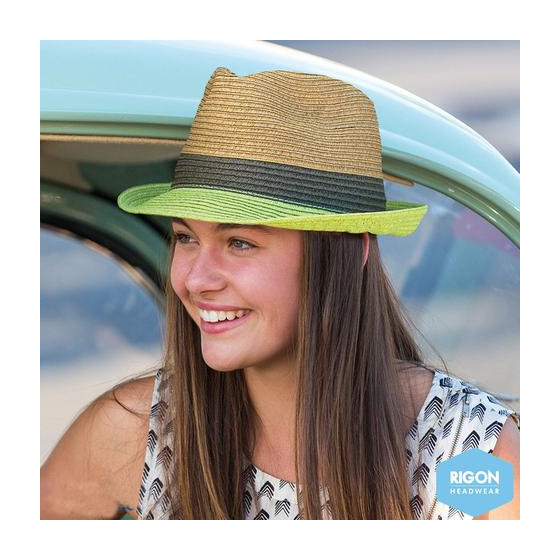 Chapeau Trilby Block Fibres Naturelles Vert - Rigon Headwear