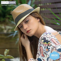 Chapeau Trilby Block Fibres Naturelles Noir & Beige - Rigon Headwear
