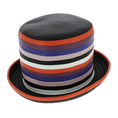 Multicolored Nappa Leather Top Hat - Traclet Reference: 6950 | Traclet Hat Shop