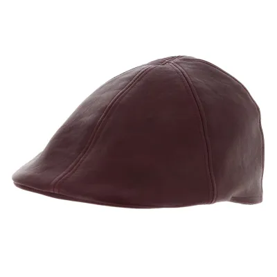 Plum Leather Invecchiata Curved Cap - Traclet Reference: 7174 | Traclet Hatters