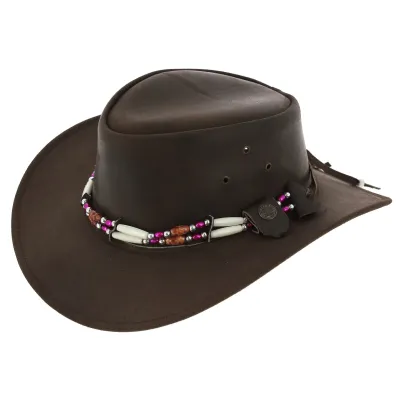 Chapeau Traveller Indiana Cuir Marron - Aussie Apparel