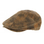 Casquette Plate Yonkers Cuir Marron Vieilli