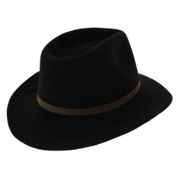 Black Wool Felt Riverhat Traveller Hat - Hatland