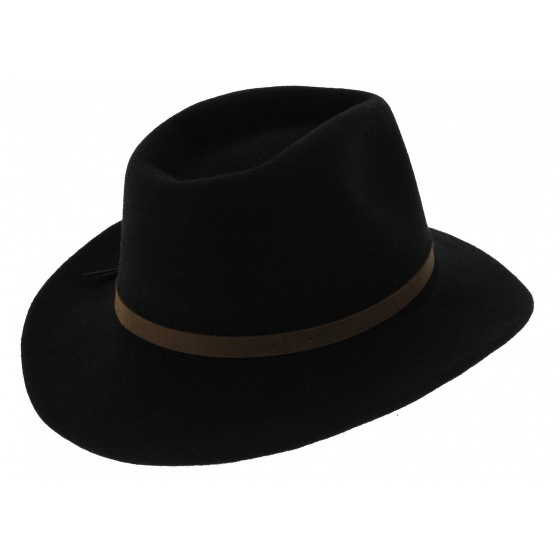 Black Wool Felt Riverhat Traveller Hat - Hatland Black Wool Felt Riverhat Traveller Hat - Hatland