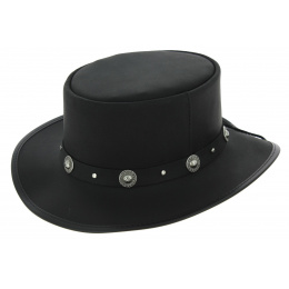 PorkPie Silverado Black Leather Hat - Head'n Home