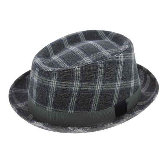 chapeau Trilby / PorkPie à carreaux - Traclet