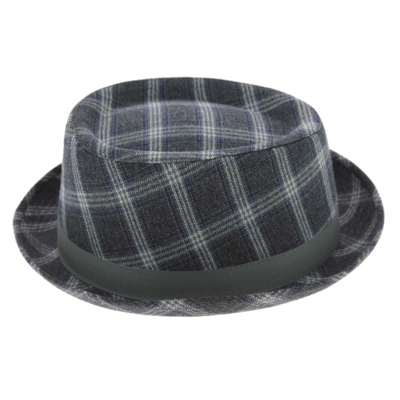 chapeau Trilby / PorkPie à carreaux - Traclet