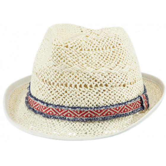 Child Trilby Baboon Straw Hat White Paper - Barts