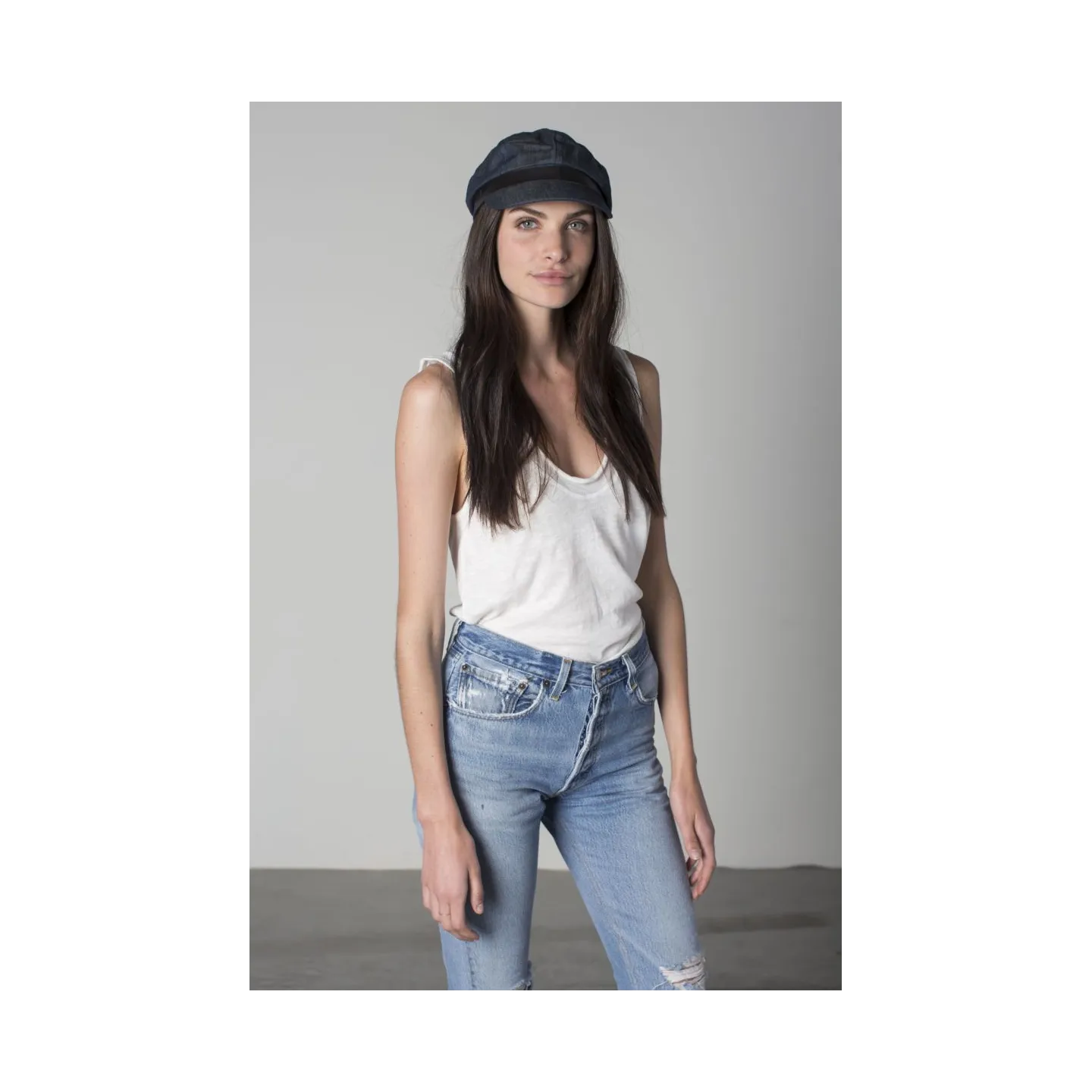 Retro Montreal Cap Marlon Brando Style Blue Denim - Brixton Reference: 3029 | Traclet Hat Shop