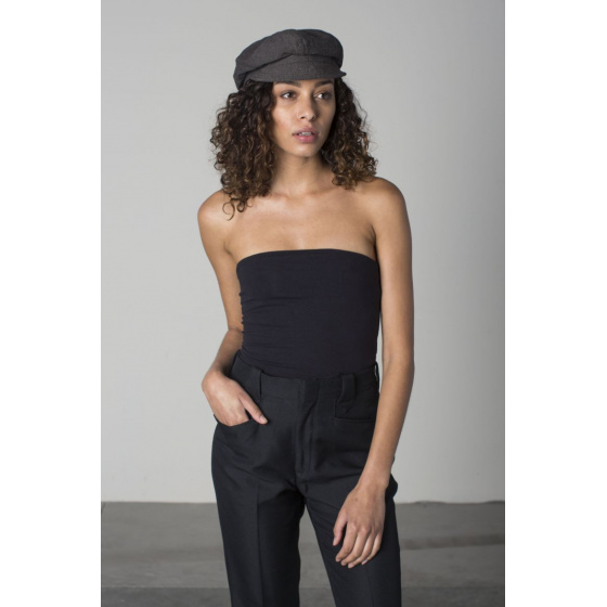 Thirsty Newsboy Cap Washed Black Cotton - Brixton