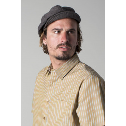 Thirsty Newsboy Cap Washed Black Cotton - Brixton