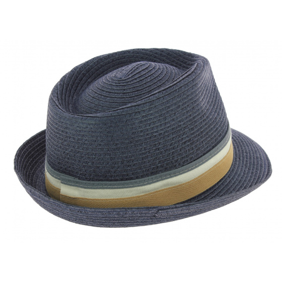 Sperone Blue Paper Straw Trilby Hat - Bugatti
